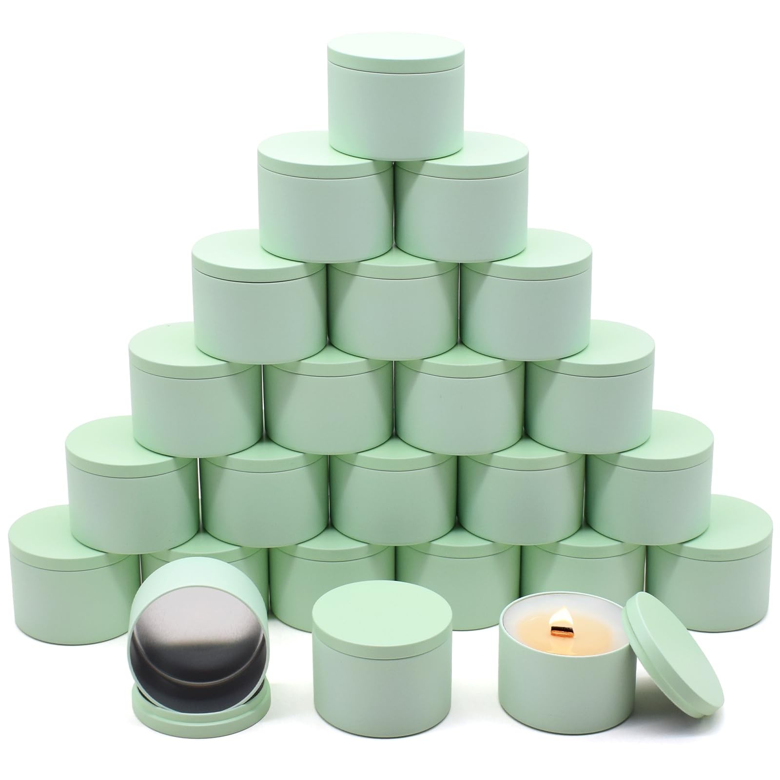24 PCS 8oz Candle Tins Premium Matte Green Jars Empty Bulk Maker Container
