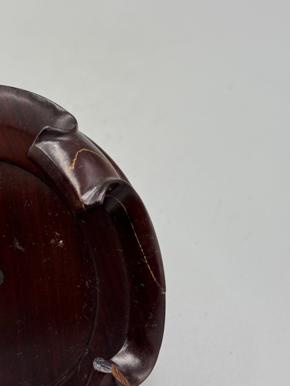 Vintage Chinese 20th c. Hong Kong Made Carved Rosewood Brown Wood Stand 4.5”