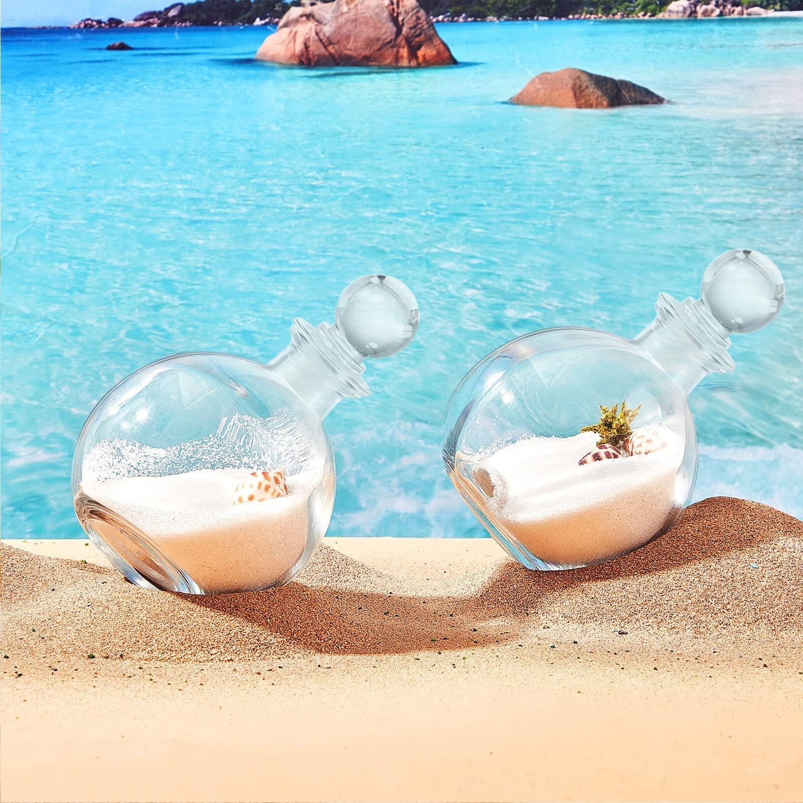12 Pcs Spherical Glass Bottles with Lid 8.5 oz Round Potion Bottles Clear Hal…