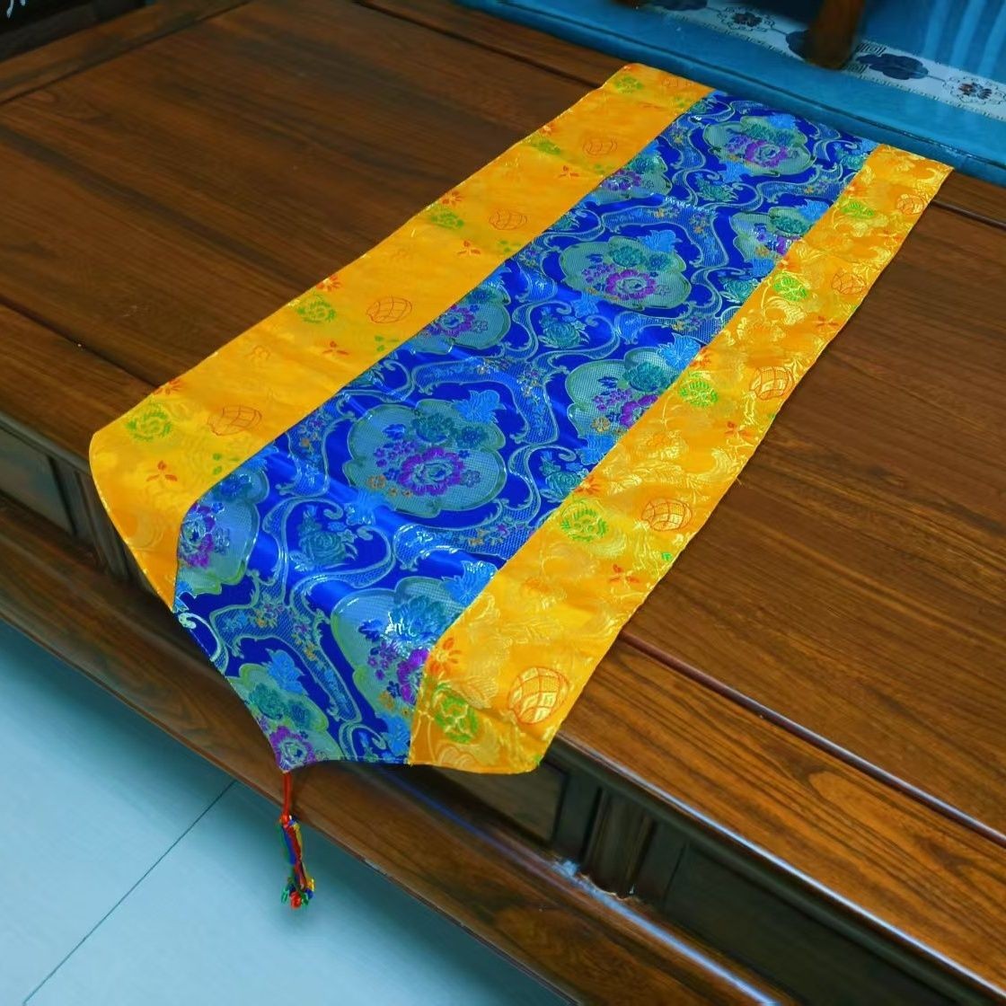 140x35cm Chinese Zen Brocade Tea Table Runner Long Tablecloth Decor