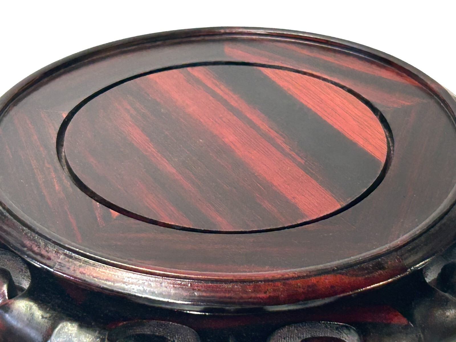 5.5″ Oriental Reddish Brown Wave 5 Legs Round Wood Stand Riser Easel st1073