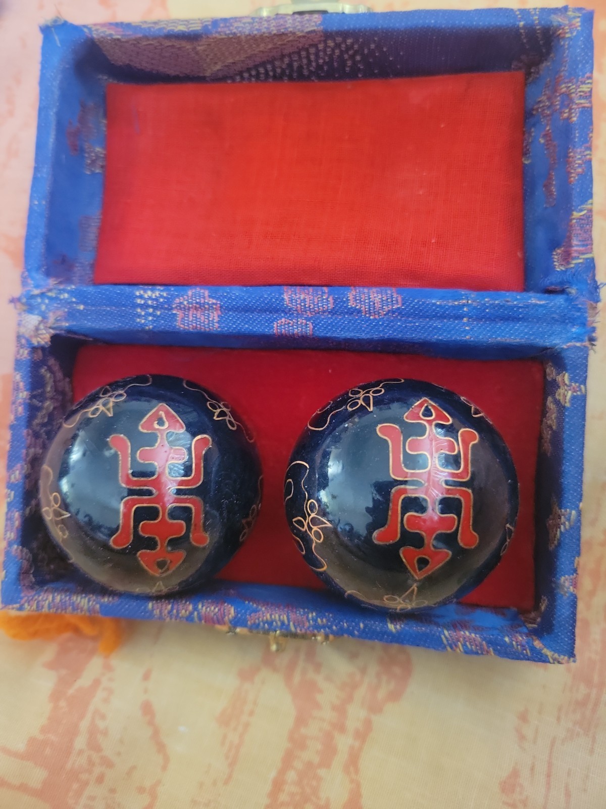 Vintage Shou Xing Chinese Boading Iron Balls ~ Chiming Meditation Wellbeing