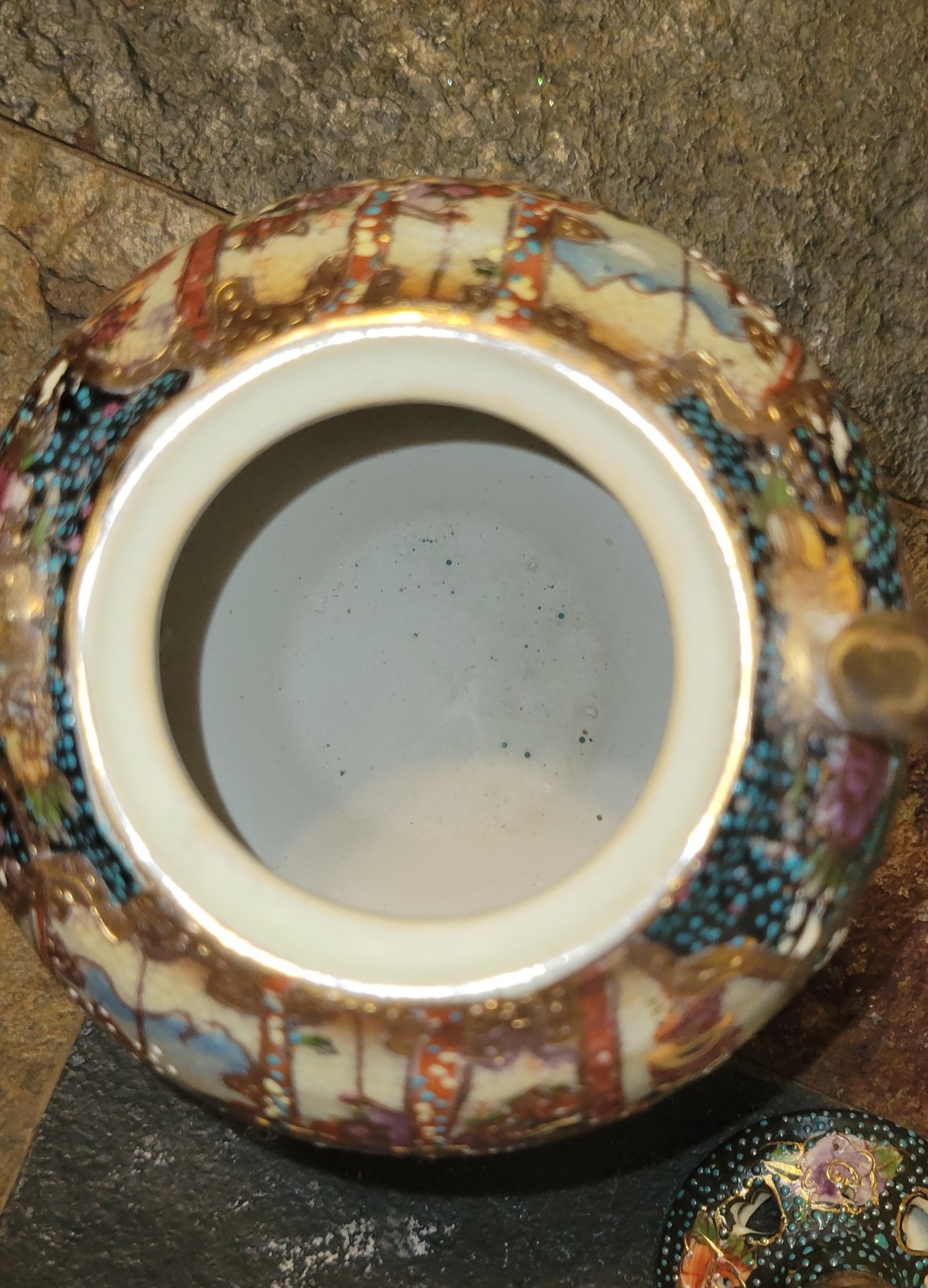 Vintage Satsuma China Incense Burner Porcelain Bowl 3 Footed W/Lid