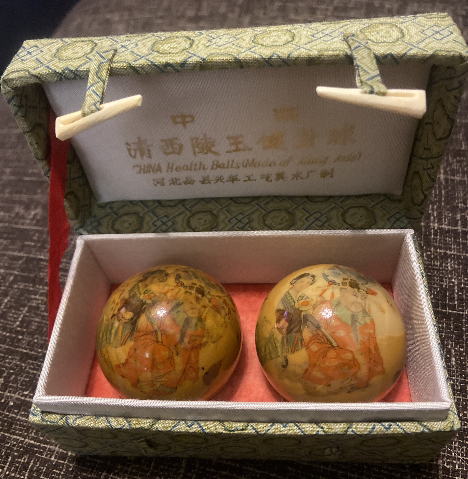 Jade Chinese Health Balls Xiling Jade Unique Includes Paperwork