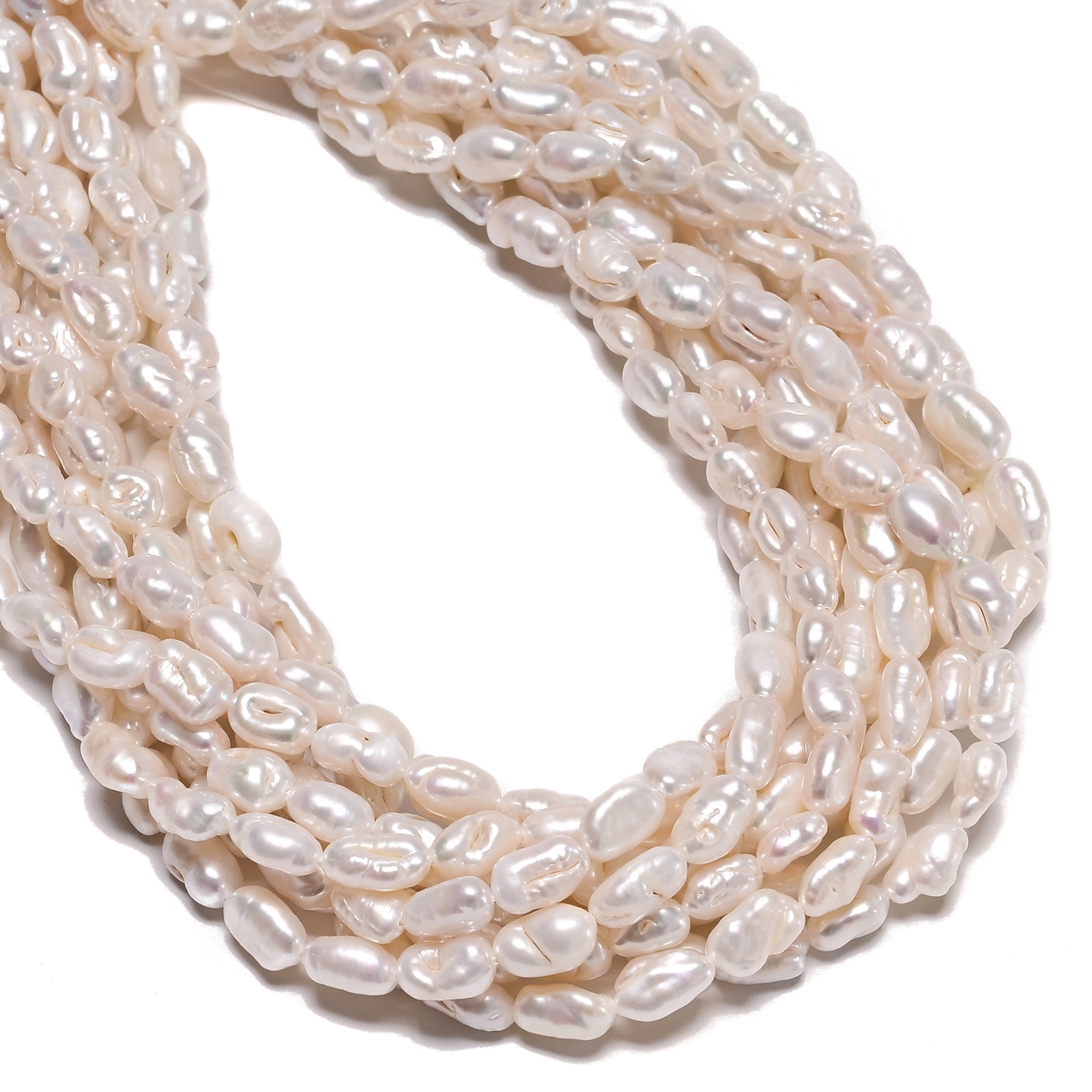 White Fresh Water Pearl Irregular Nugget Chunk Beads Size 6-8×9-12mm 15.5” Strd