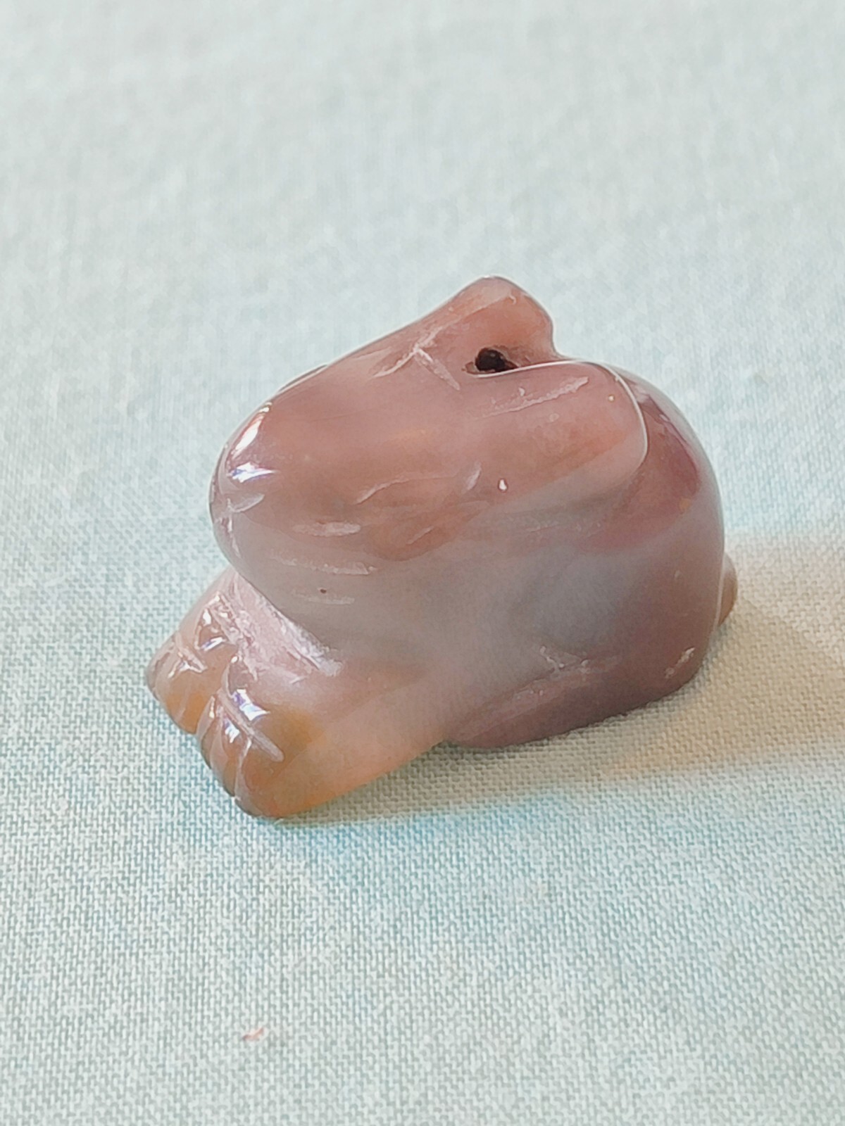Green Nephrite Jade Carved Bunny Rabbit Focal Pendant Drilled Bead Jewelry Craft