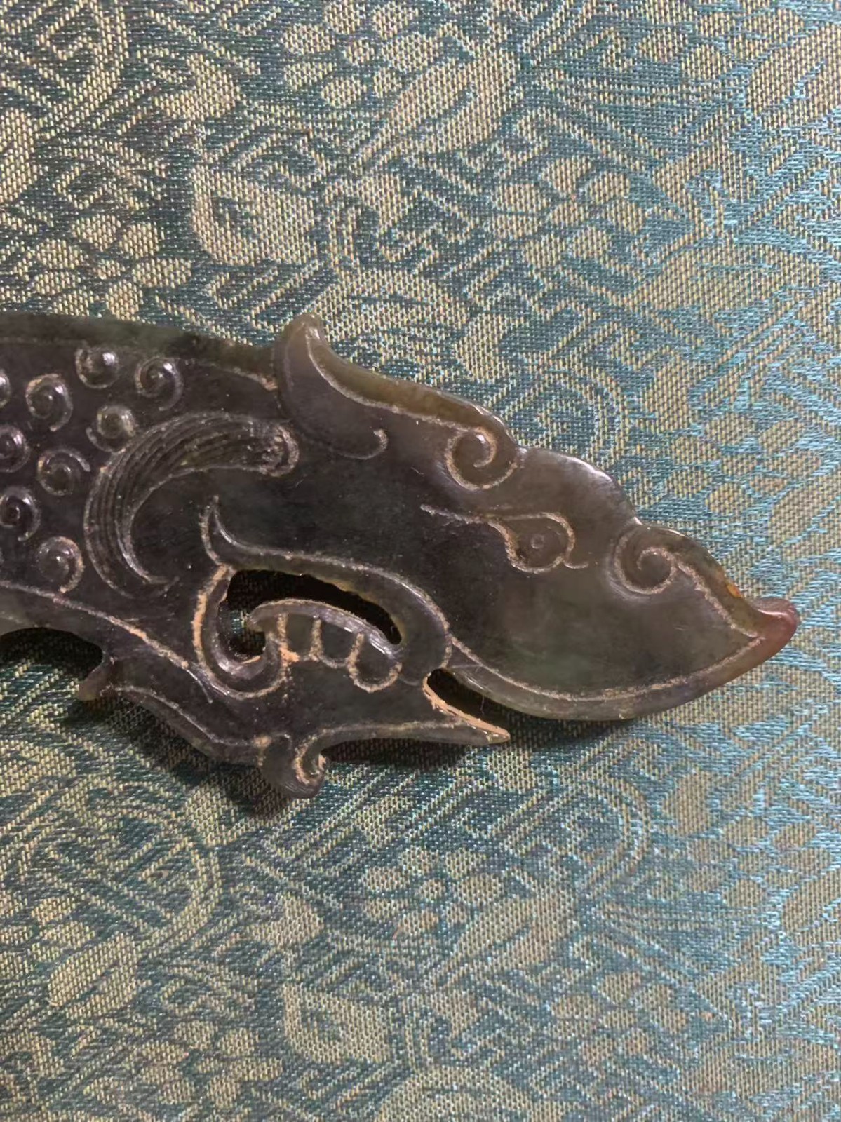 6.7Inch Chinese Old HeTian Jade Hand Carved *2Dragons Huang* 2Faces Plaque