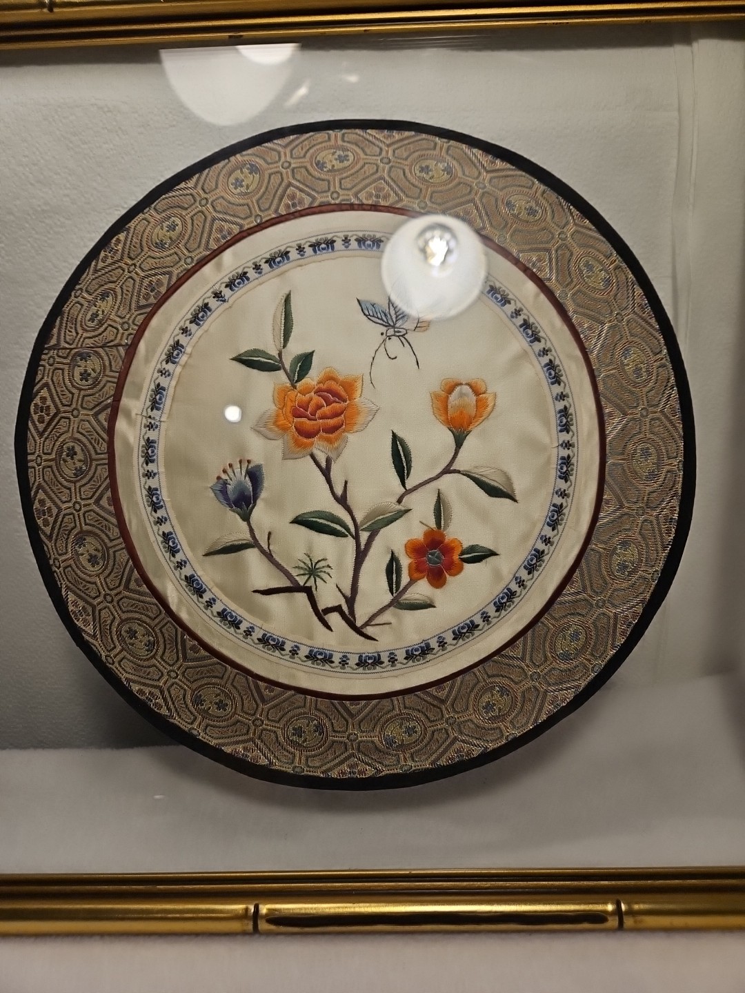 Vintage Bamboo Floating Framed Silk Embroidery Art Panel China 14 X 14 In