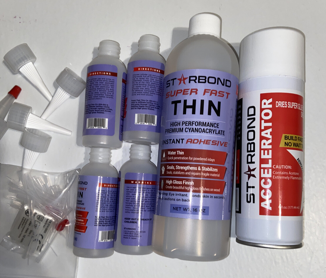 CA Cyanoacrylate Glue 16oz EM-02 Super Fast Thin starbond 6oz Accelerator