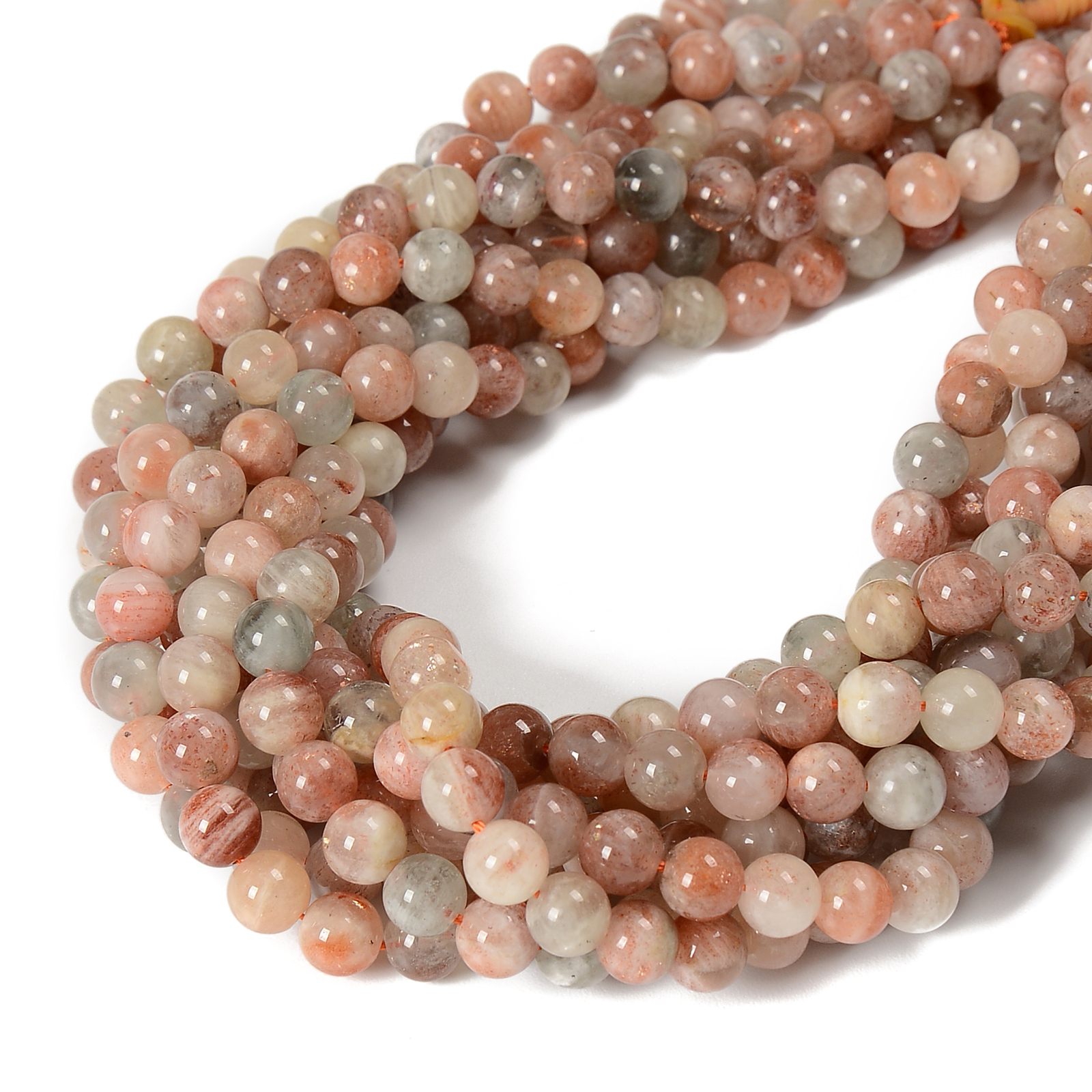Natural Arusha Sunstone Smooth Round Beads Size 6mm 8mm 10mm 15.5” Strand