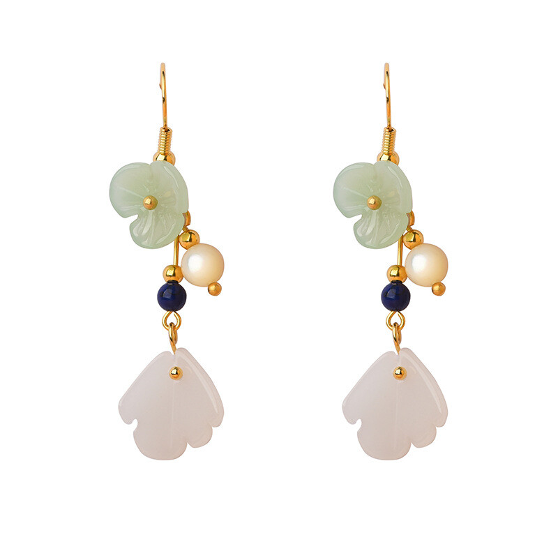 Chinese Coloured Glaze/Pearl Tibetan Style Exquisite Fashion Earbob Earrings