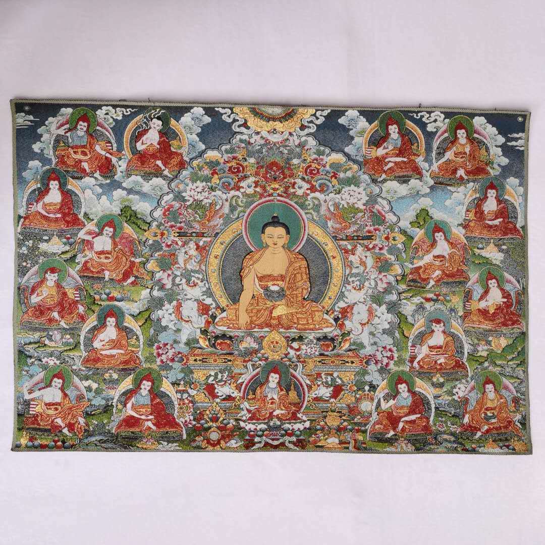 36″ Tibet Tibetan Cloth Silk Buddhism Sakyamuni Buddha Tangka Thangka 3659