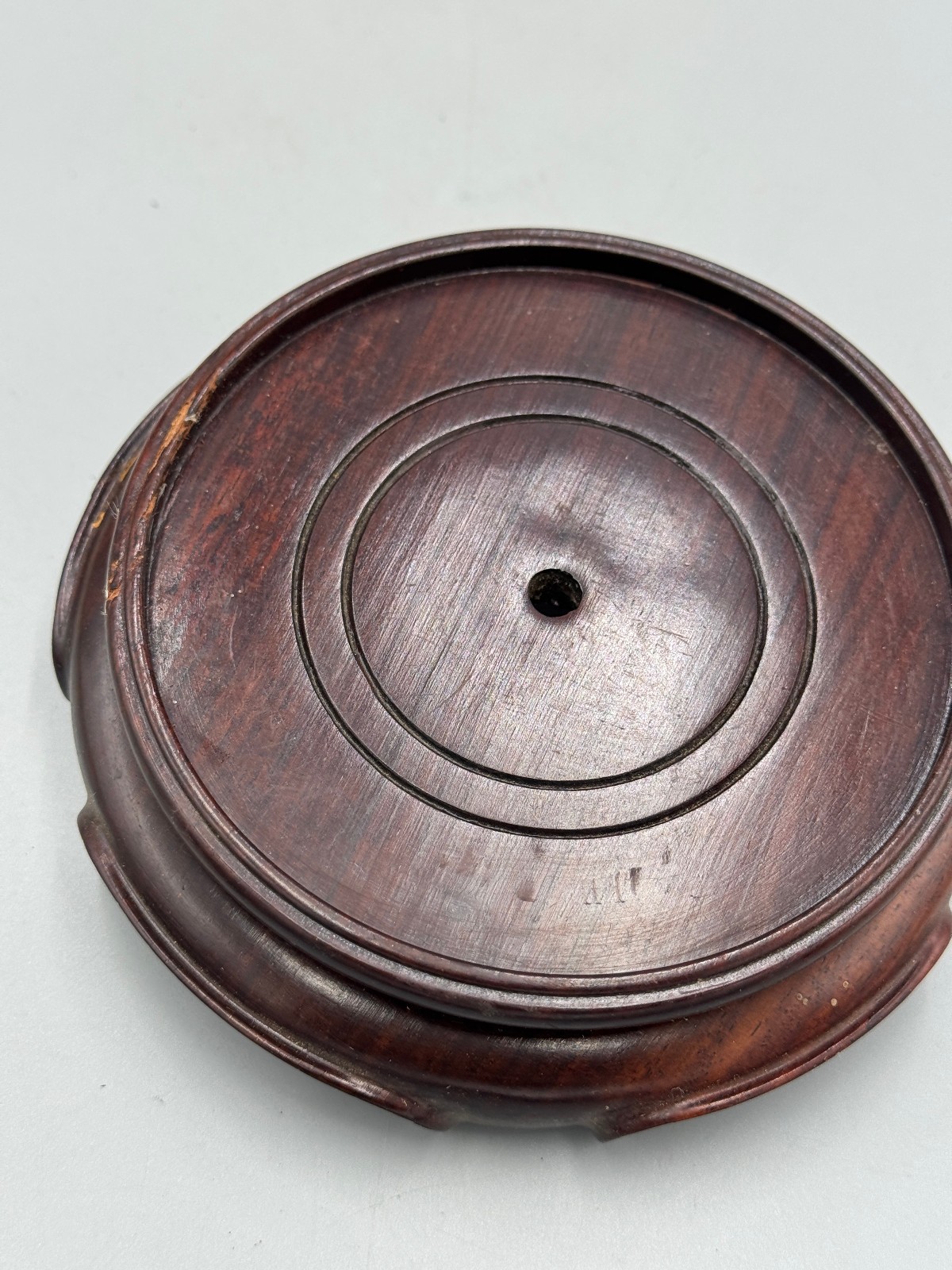 Vintage Chinese 20th c. Hong Kong Made Carved Rosewood Brown Wood Stand 4.5”