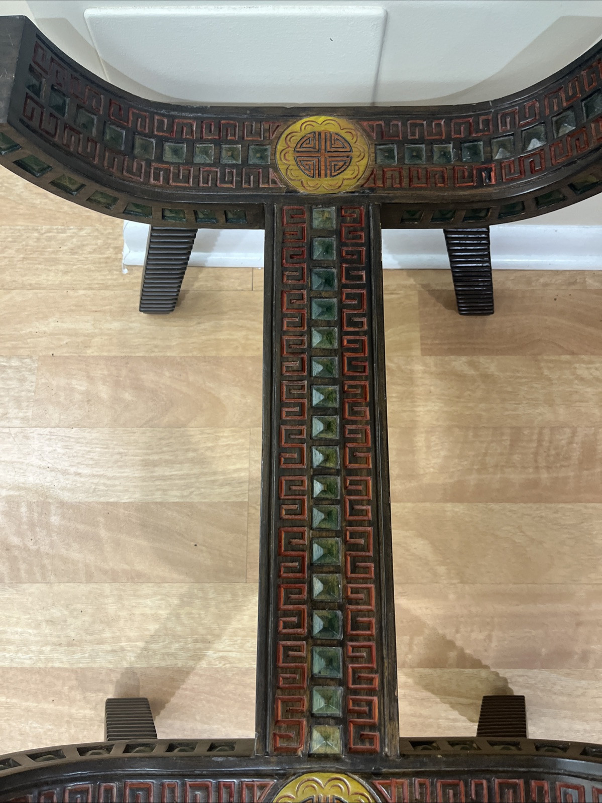 Unique Chinese Asian Carved Wood Coffee Table / Side Table Without The Glass VTG