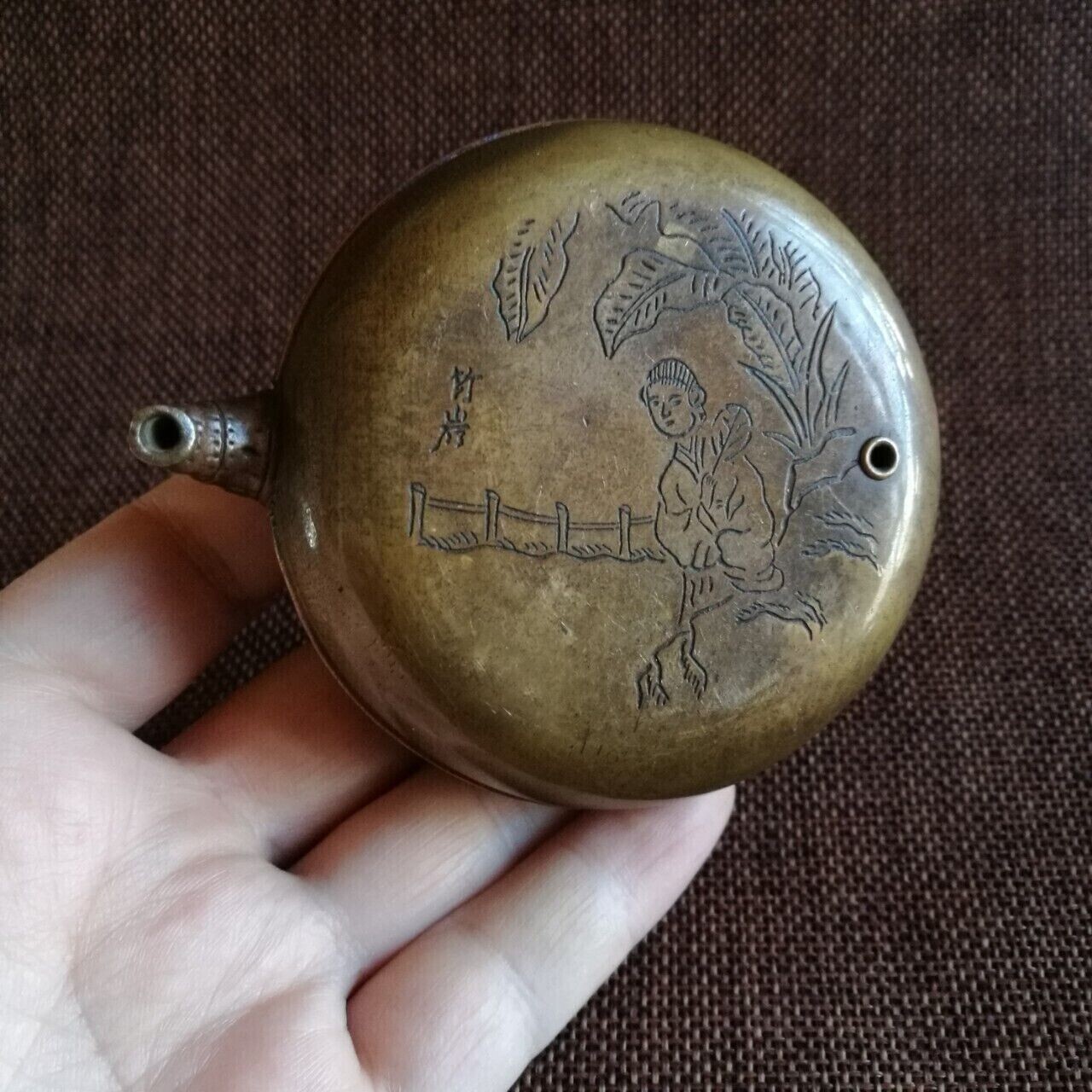 Chinese Antique Brass Water Drop Pot “荣宝斋” Inkstone Drop