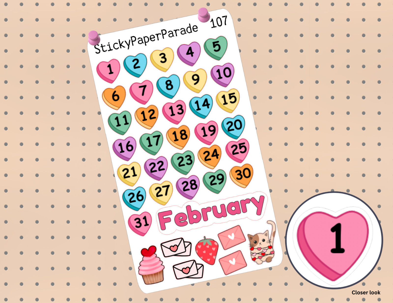 February Monthly Planner Stickers #107 / Planner Stickers  / Valentines Stickers