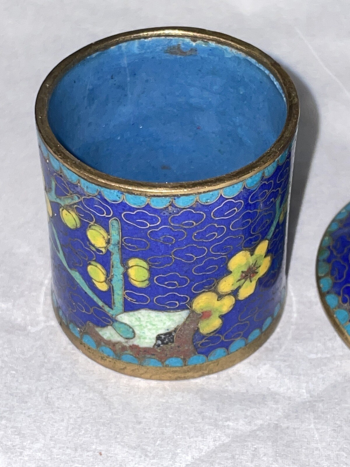Vintage Chinese Cloisonné 4 Stacking Trinket Jars Or Cups ? Pagoda As-Is No Top