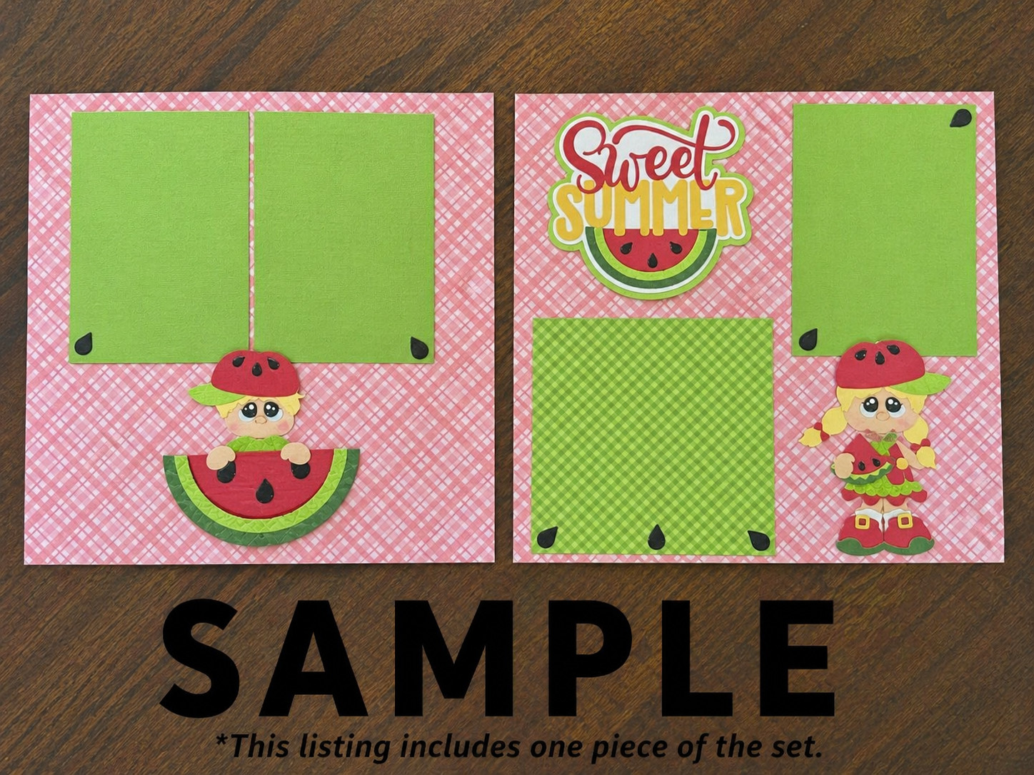 SUMMER Watermelon Girl Sweet Summer premade paper piecing scrapbook diecut 3D