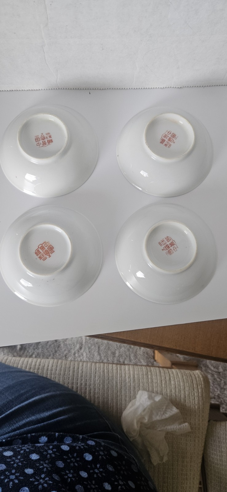 Lot Of 4: Vtg Mun Shou Longevity Porcelain Sauce Dipping Bowls 3.25″ Free Ship