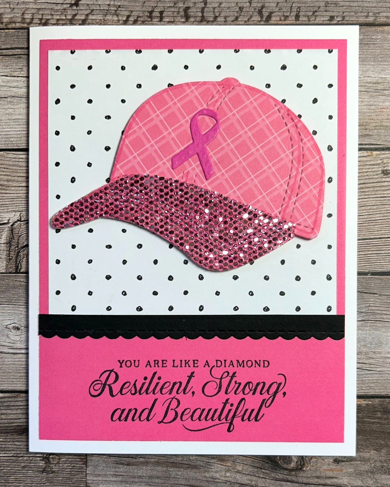 Stampin Up GREETING CARD KIT ~x4 w/Env~ Hat Pink Cancer Be Dazzling Paper