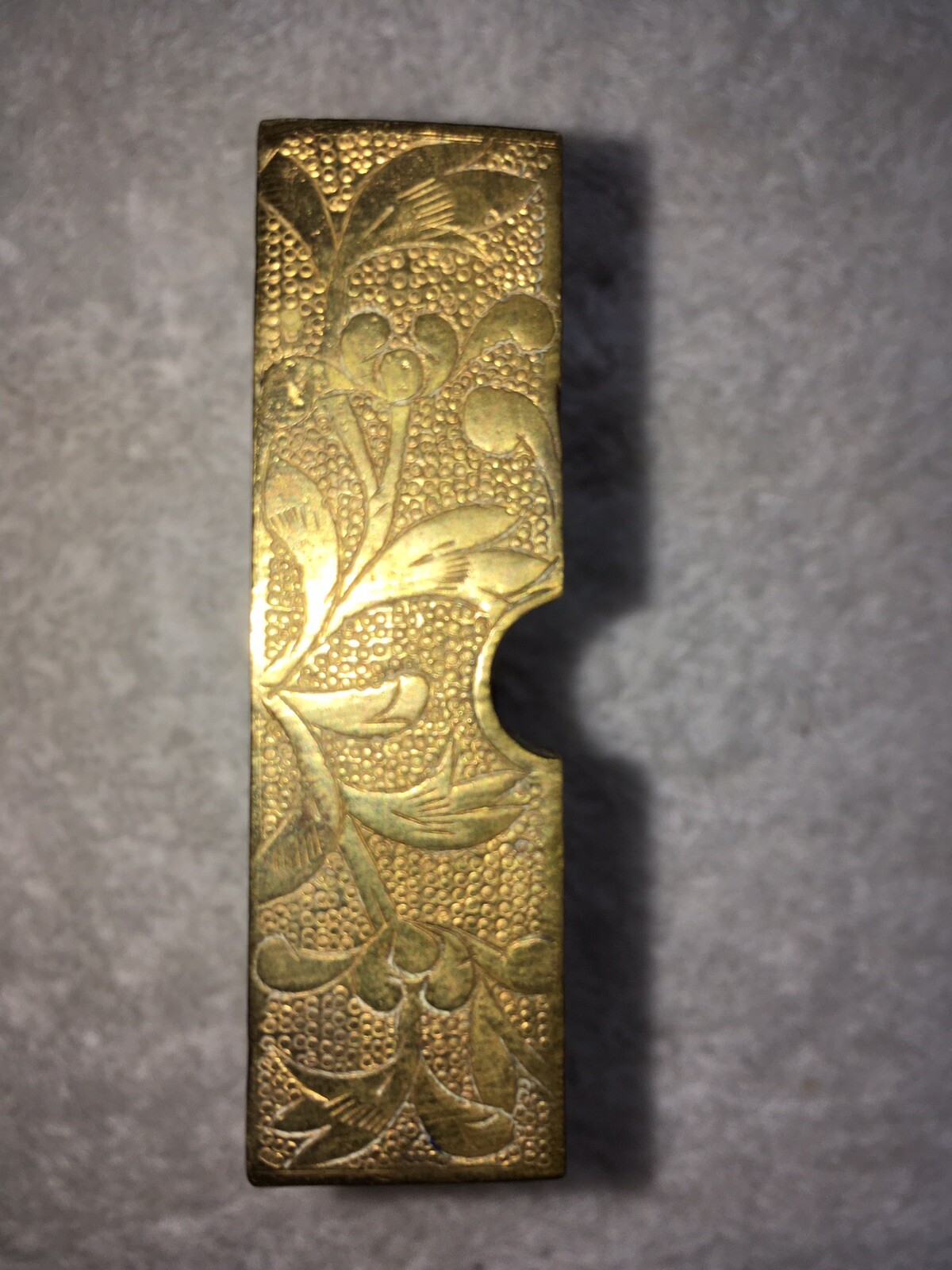 Vintage Chinese Carved Stone & Brass Ash Tray, 3” x 2-3/8” x 3/4” H