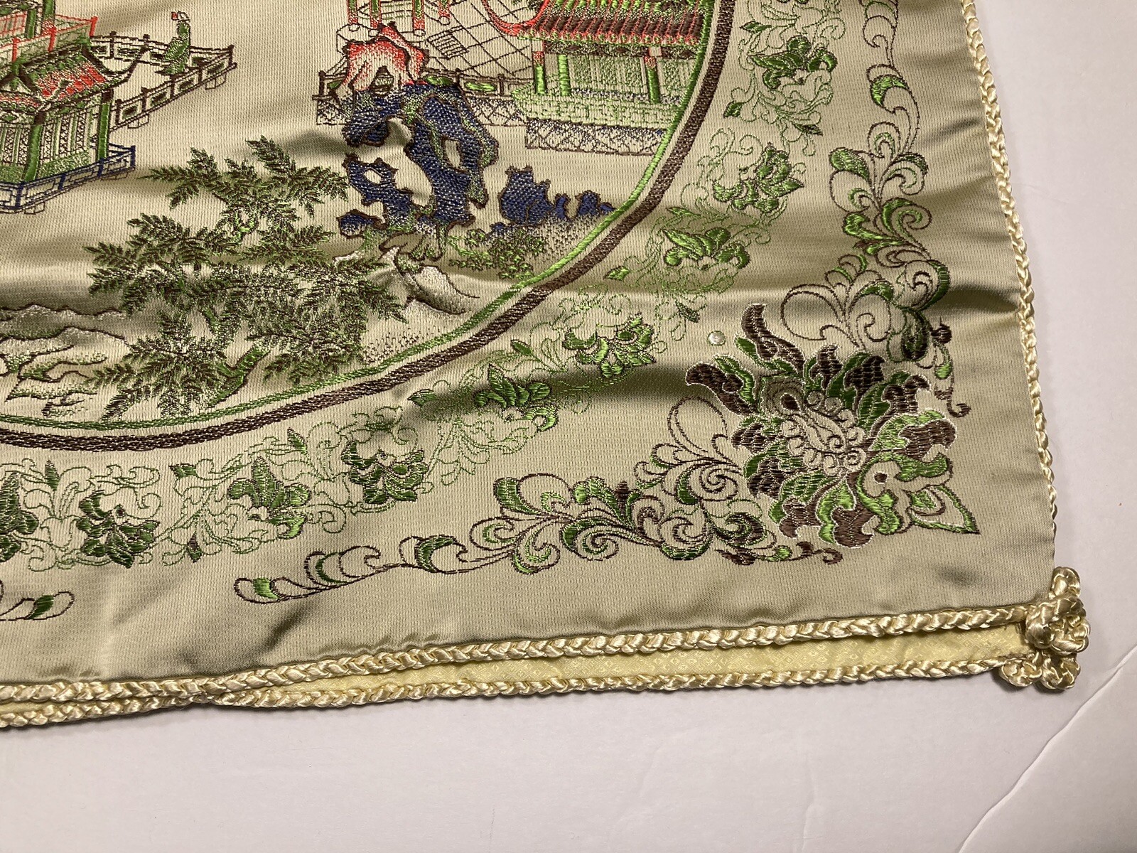 Vintage Chinese Silk Brocade Pillow Covers Tapestry Jin Sheng 18”