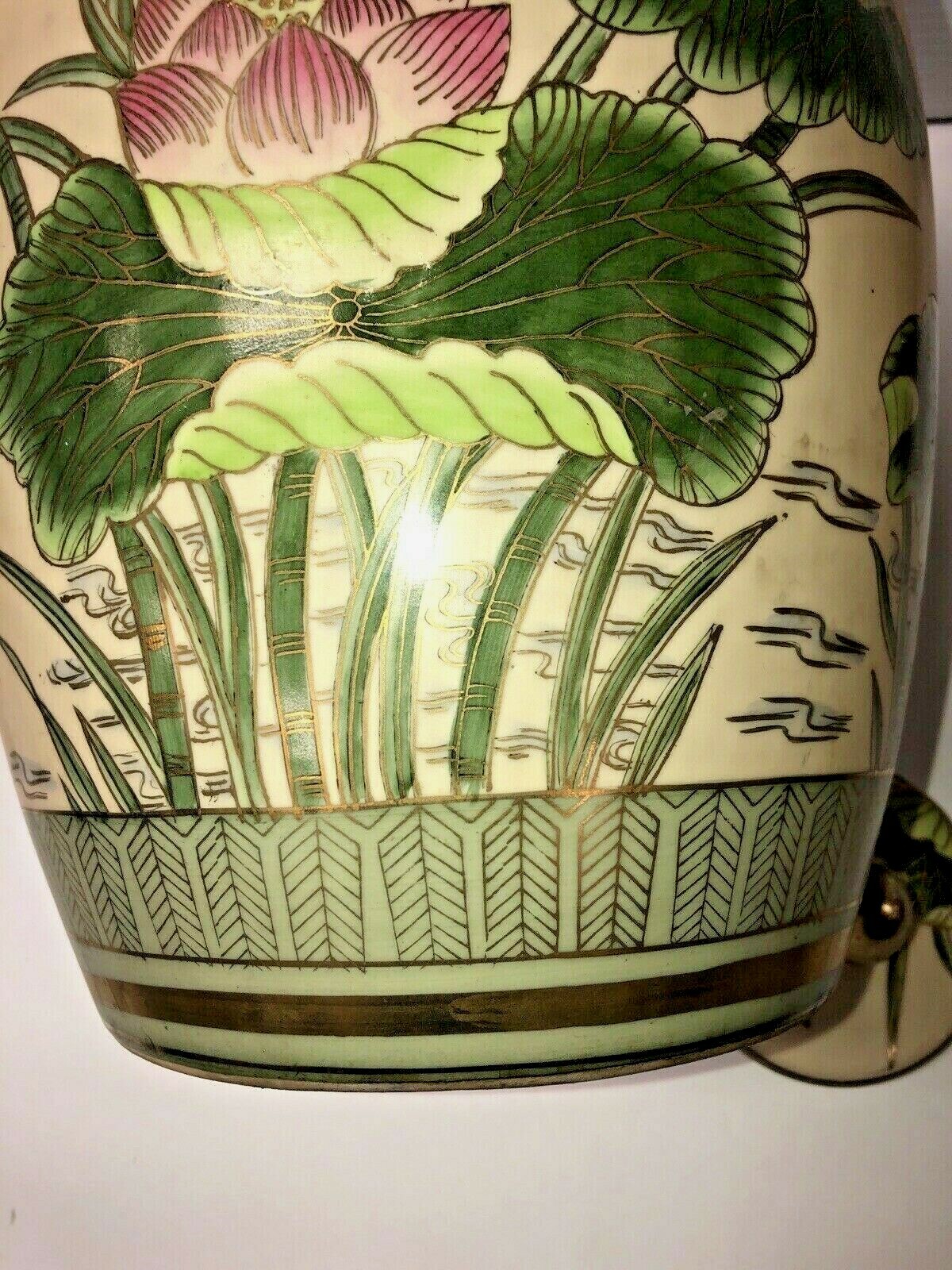 Chinese Hand Painted Porcelain Covered Jar Height 14 1/2”