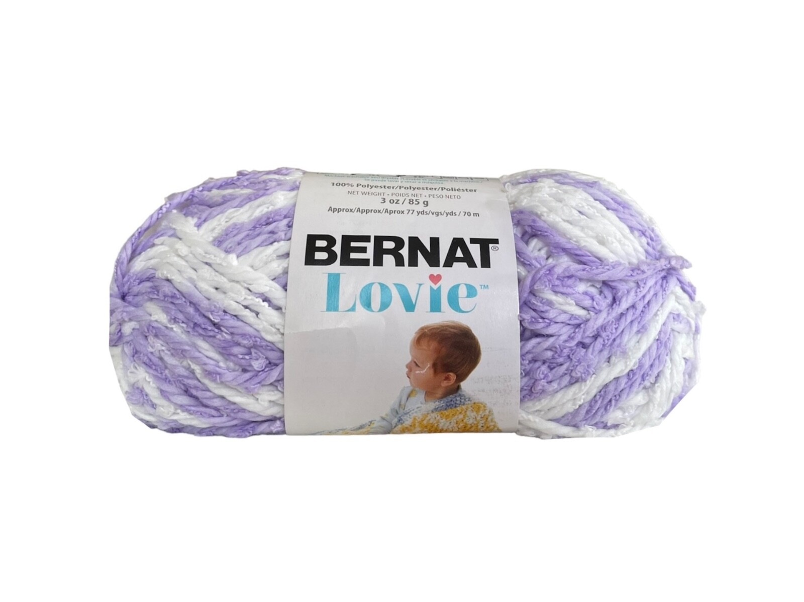 Bernat Lovie Yarn Chunky Bulky 5 Polyester Lavender Purple/ White DISCONTINUED