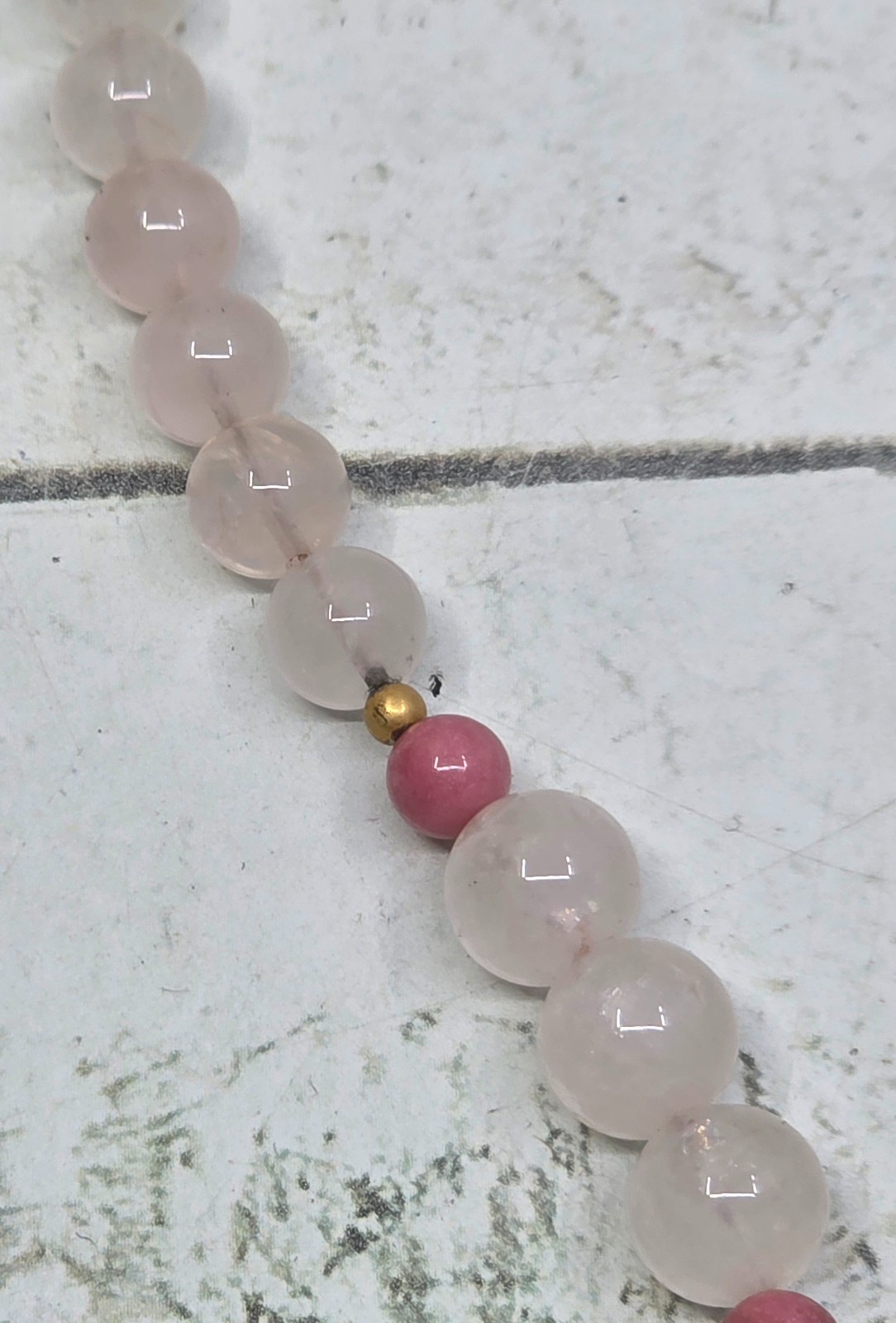 Vintage Chinese Hand-Painted Porcelain Beaded Necklace -Wise Man Shou Xing