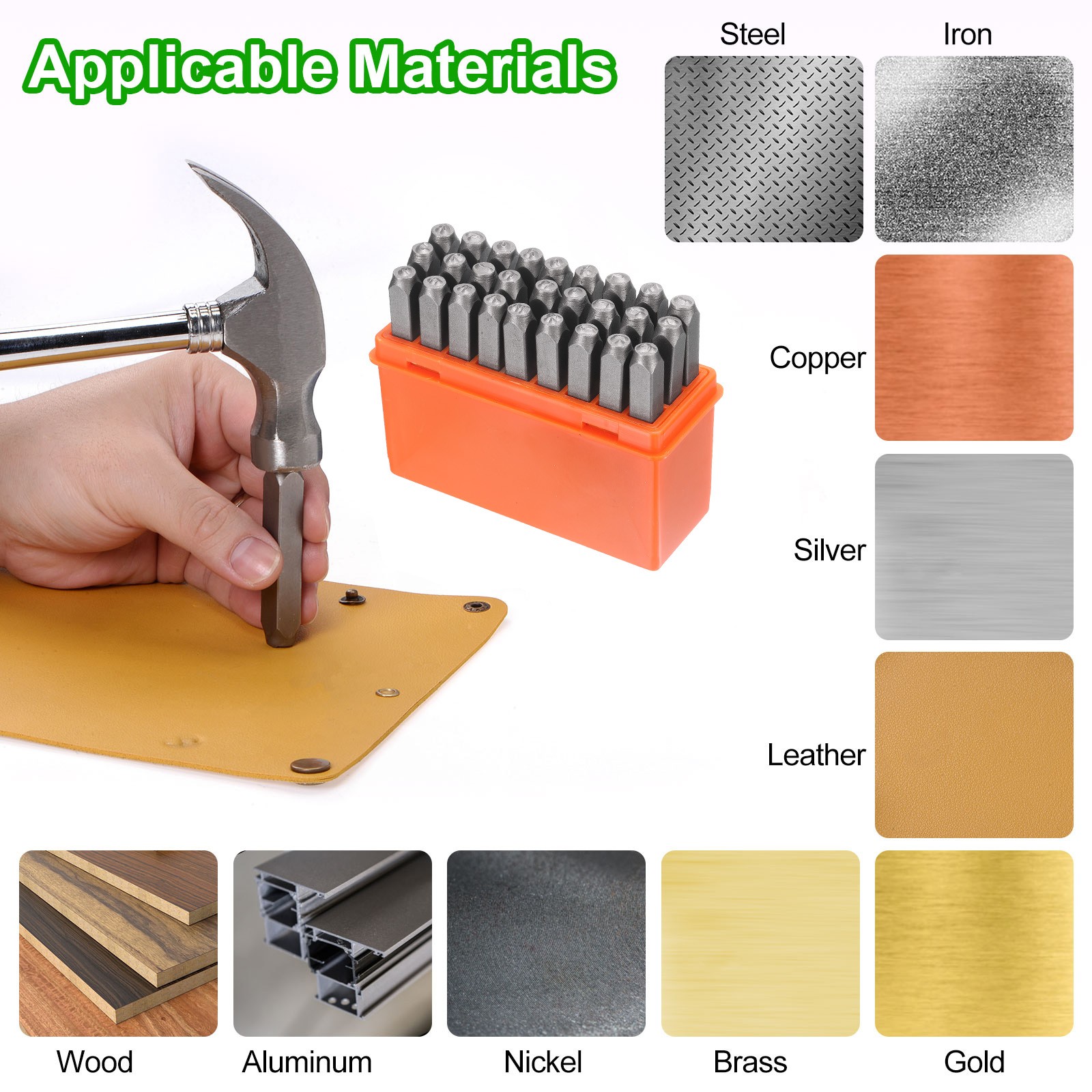 36pcs Metal Stamping Kit 5/64″ (2mm) Steel Letter Punch Press Tool with Case