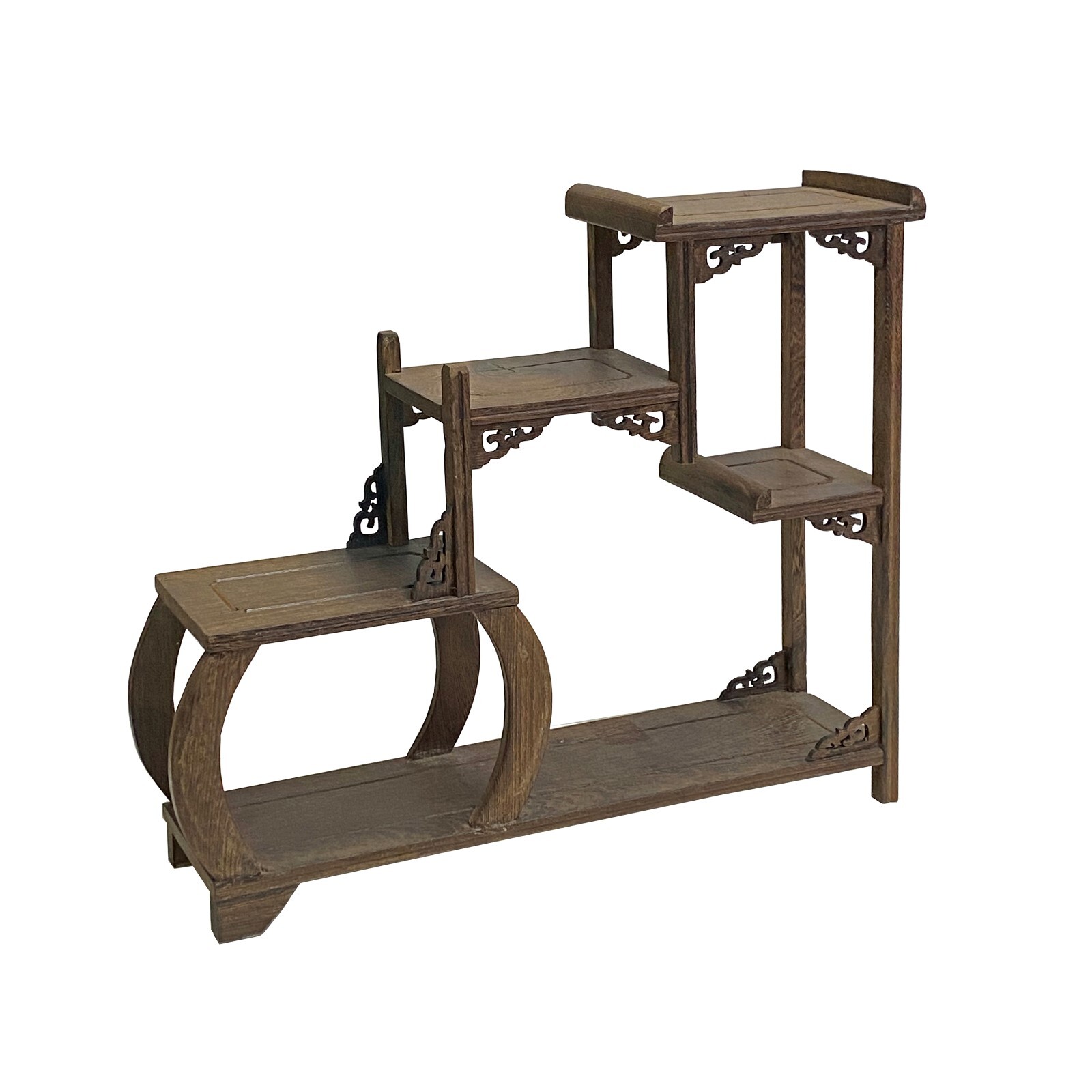 Gray Brown Wood Tower Shape Table Top Curio Display Easel Stand ws2906