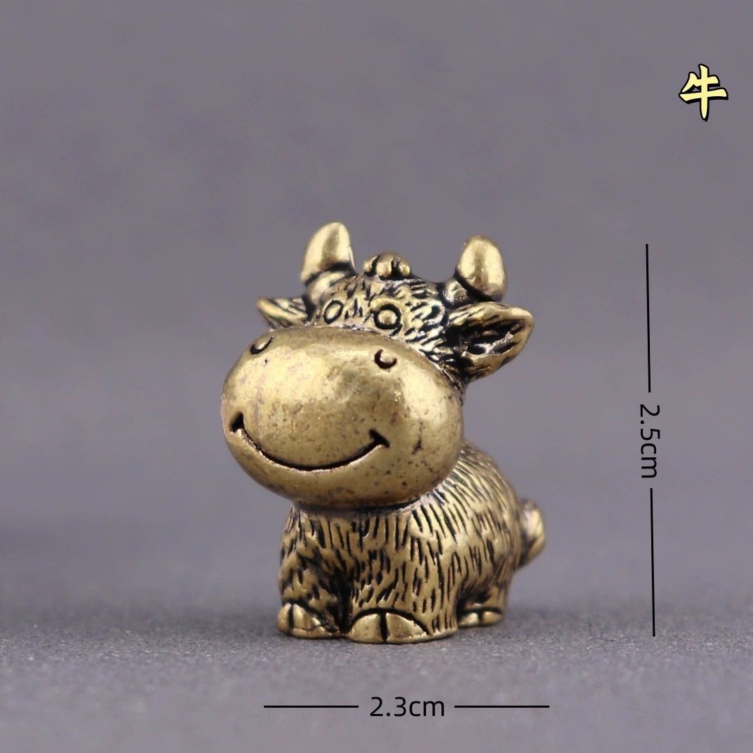 12 pcs Brass Chinese Zodiac Ornament Set Pure Copper 12 Animal Craft Decor