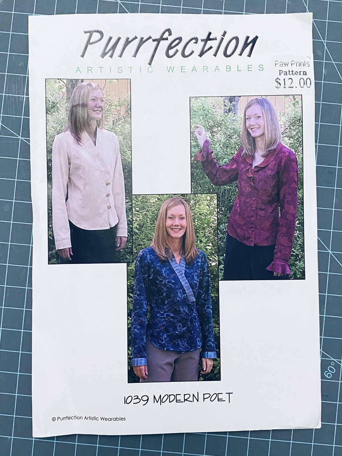 Purrfection Artistic Wearables Pattern 1039 Modern Poet Blouse XS-5XL UNCUT 2004