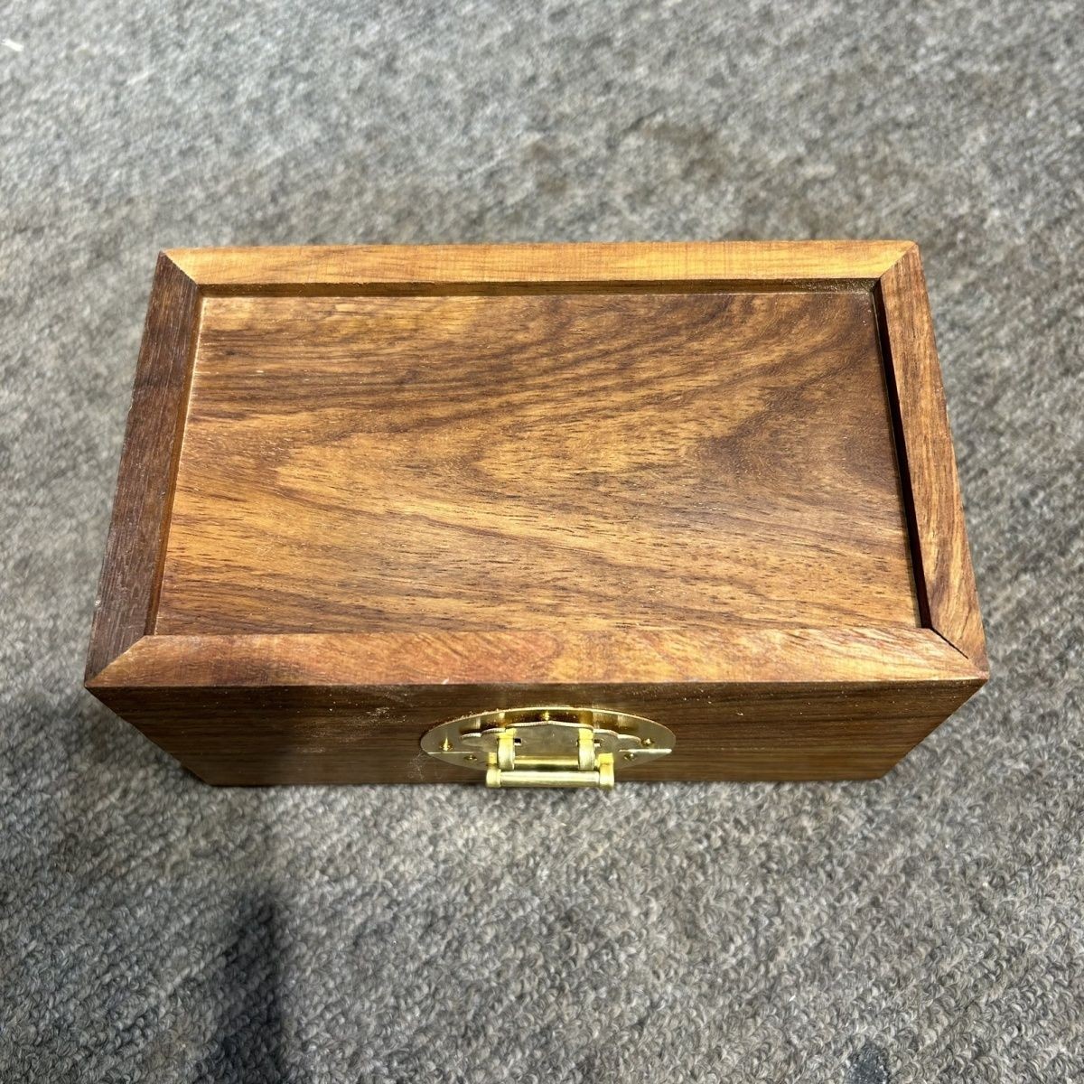 Vintage Rosewood Burl Jewelry Box Handmade Solid Wood Storage Case Brass Lock