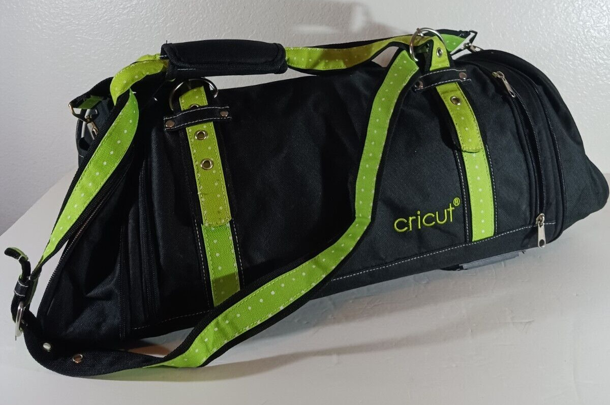 CRICUT Carry DUFFLE BAG Tote BLACK GREEN Fits Cricut Machines Expandable Ends