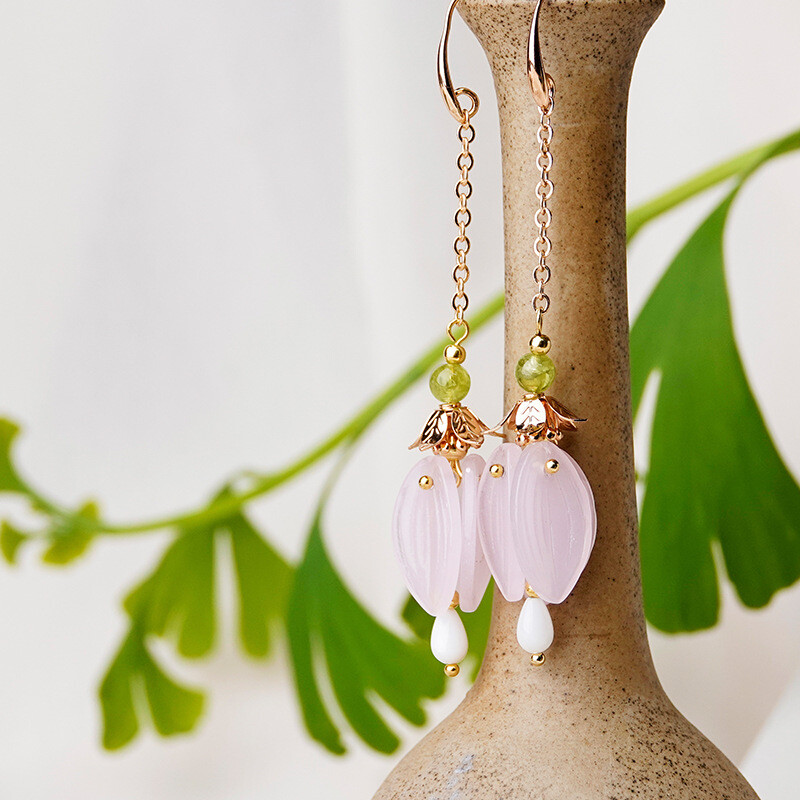 Chinese Coloured Glaze Gild Flower Tibetan Style Fashion Earbob Earrings