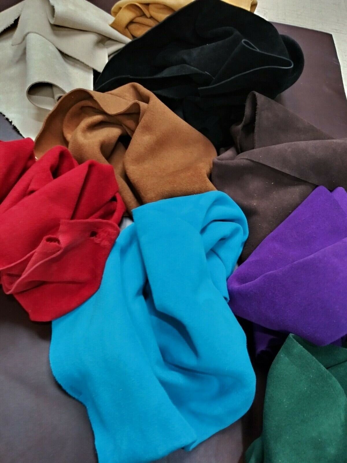 ELW 2-4 oz (1.2-1.8mm) Scrap Suede Leather Cowhide