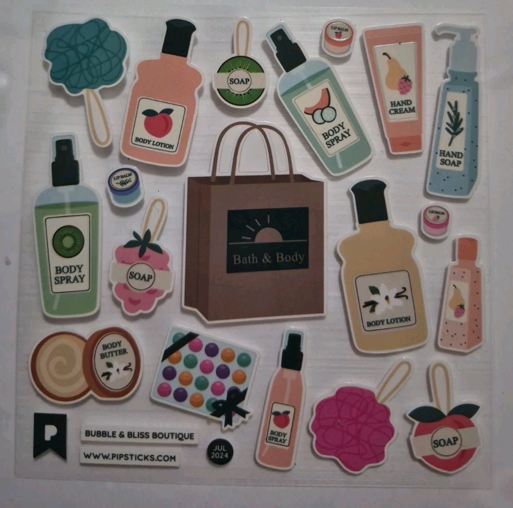 Pipsticks “Bubble & Bliss Boutique” Sticker Sheet (4x4in) July 2024