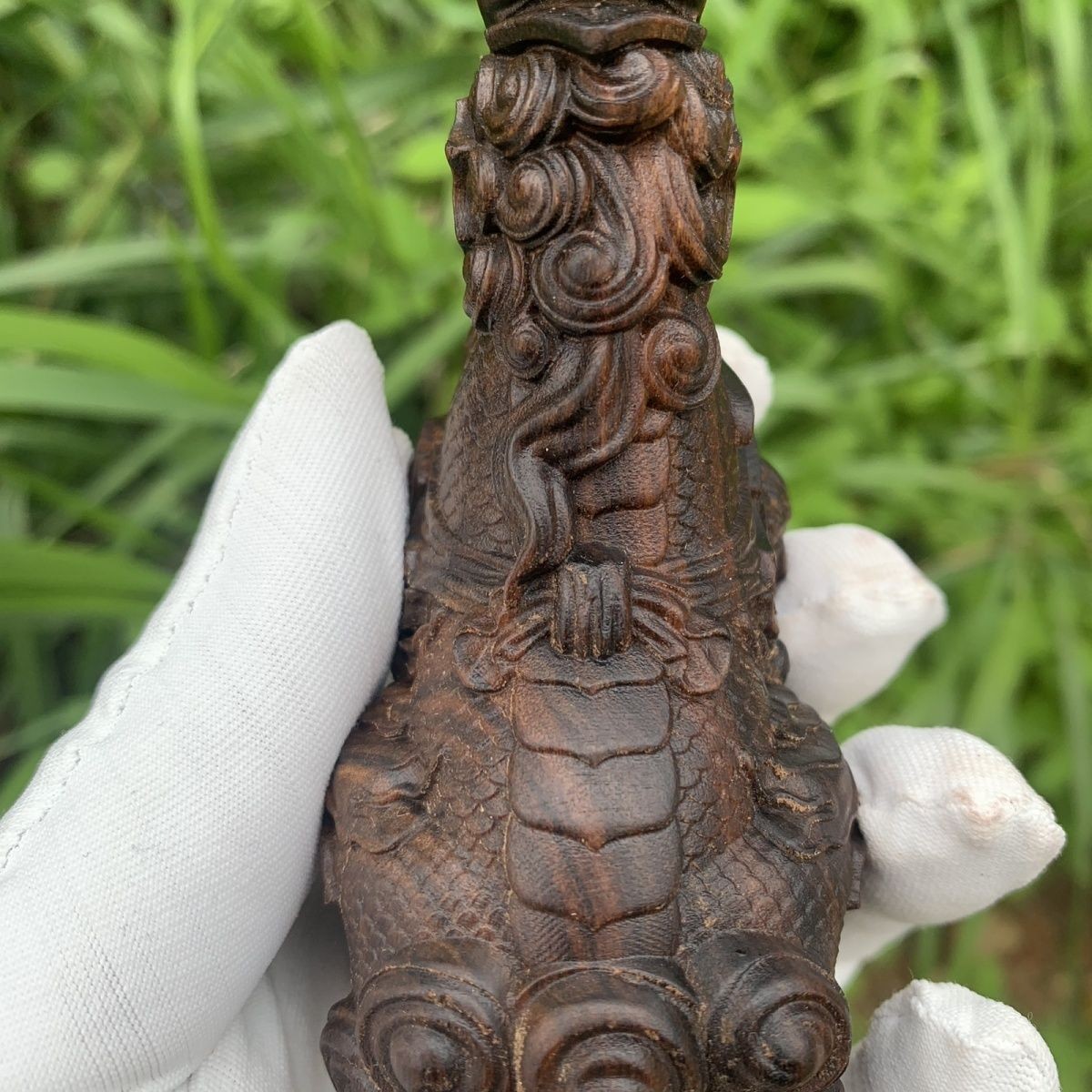 Wood Carved Qilin Statue Agarwood Handheld Ornament Lucky Collectible