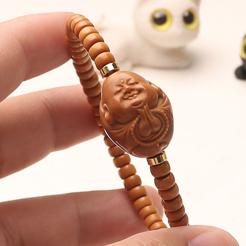 Olive Kernel 5mm Bracelet Monk Carving Men Women Prayer Beads