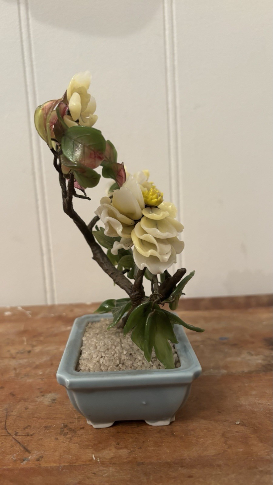 Vintage Made In Japan Glass Bonsai Tree In Bloom