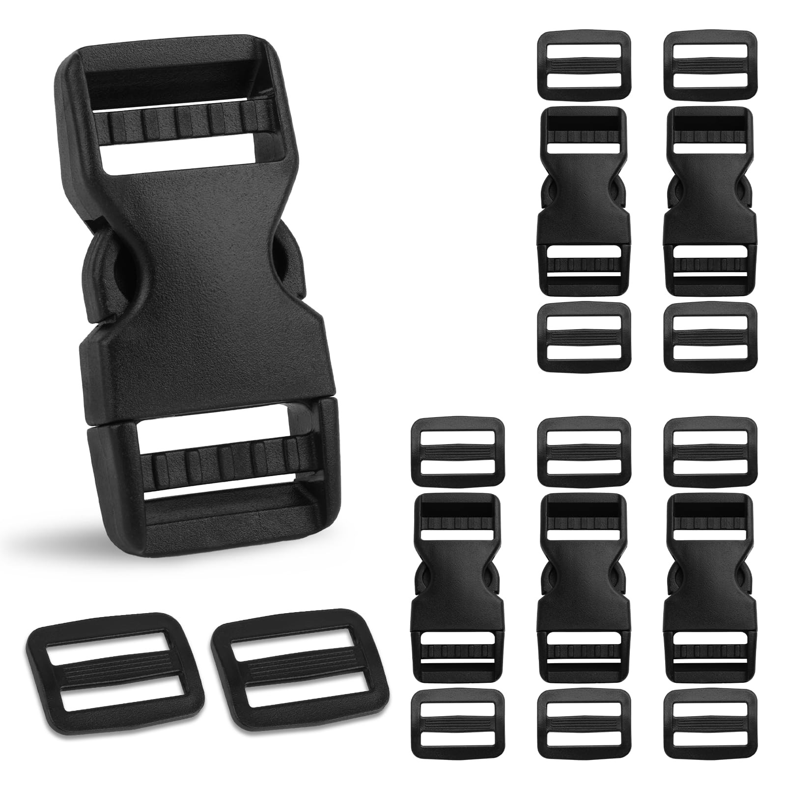 Mkobon 6 Set 1″ Buckle Quick Release Buckle + 12 Pcs Strap Clips, Heavy Duty …