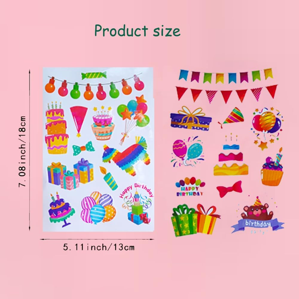 16 Sheets Happy Birthday Stickers Heart Sticker for Cards Gift Box Envelope Birt
