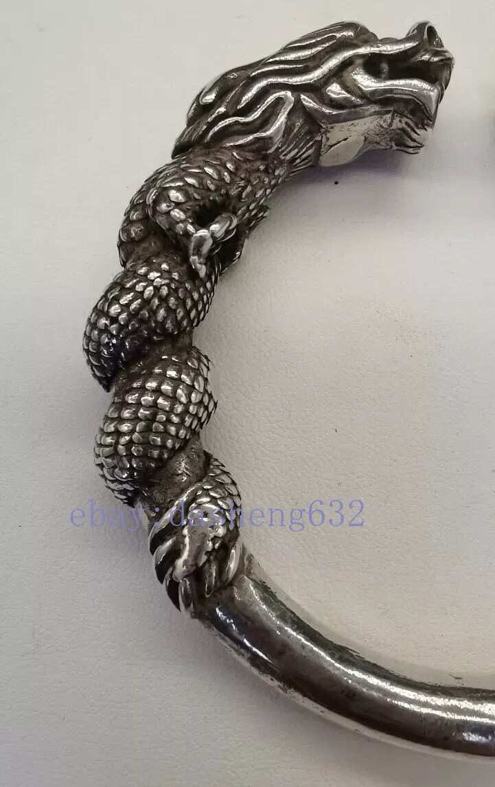 Exquisite Old Chinese handmade double Dragon head bracelet