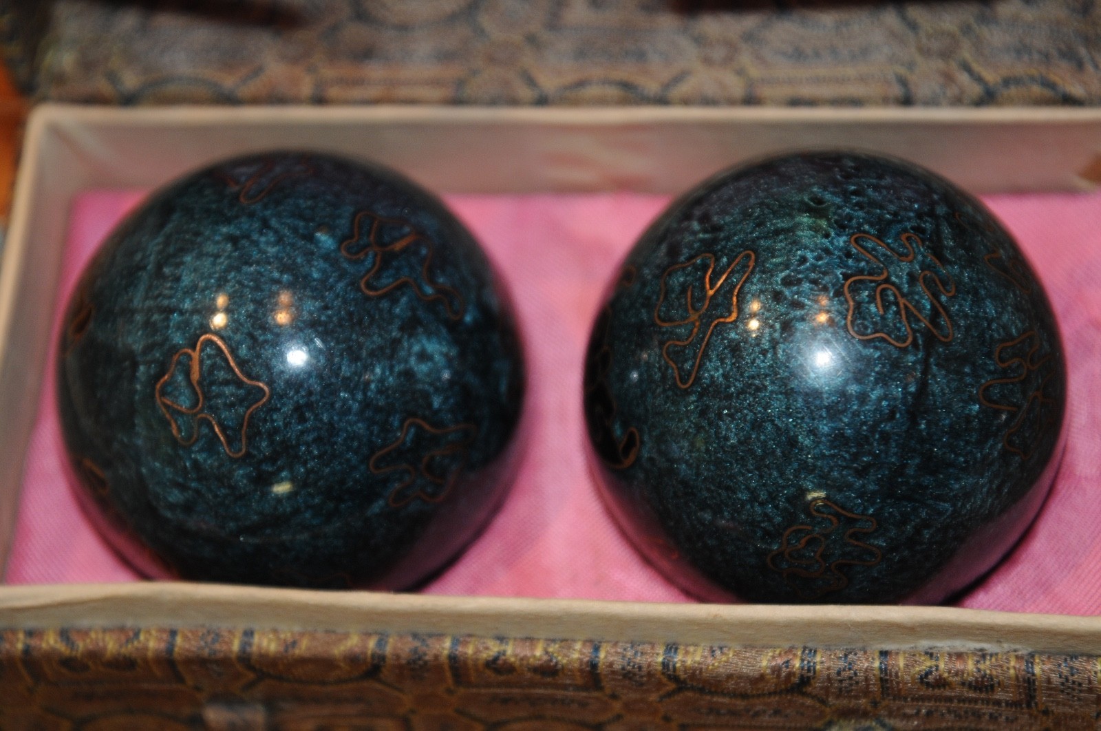 Vintage Baoding Iron Ball Set Chinese Stress Relief Instruction Booklet Jin Song