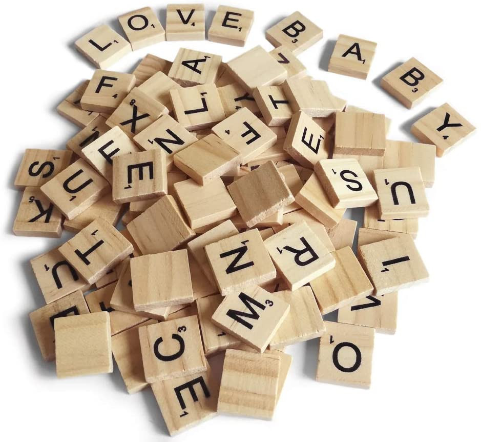 200PCS Scrabble Letters for Crafts – Wood Tiles for DIY Gift Decoration, Alphabe