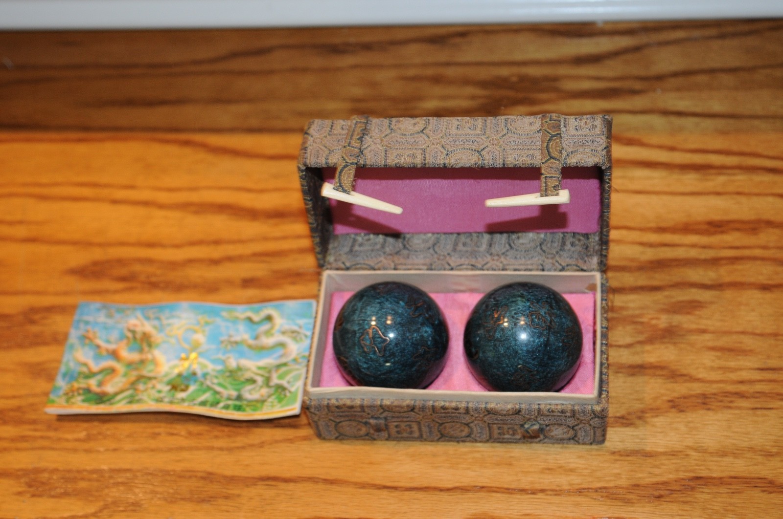Vintage Baoding Iron Ball Set Chinese Stress Relief Instruction Booklet Jin Song