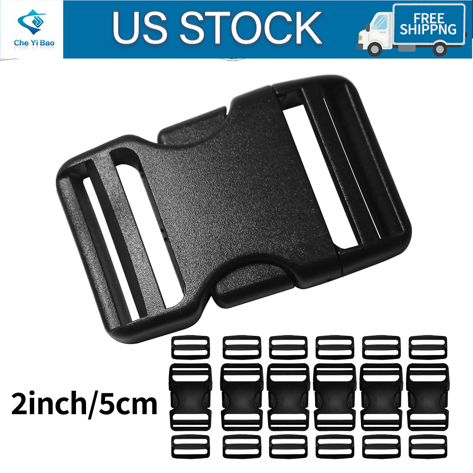 6Set Buckles for Nylon Webbing Straps 2″, Quick Side Release Plastic Buckles Cli