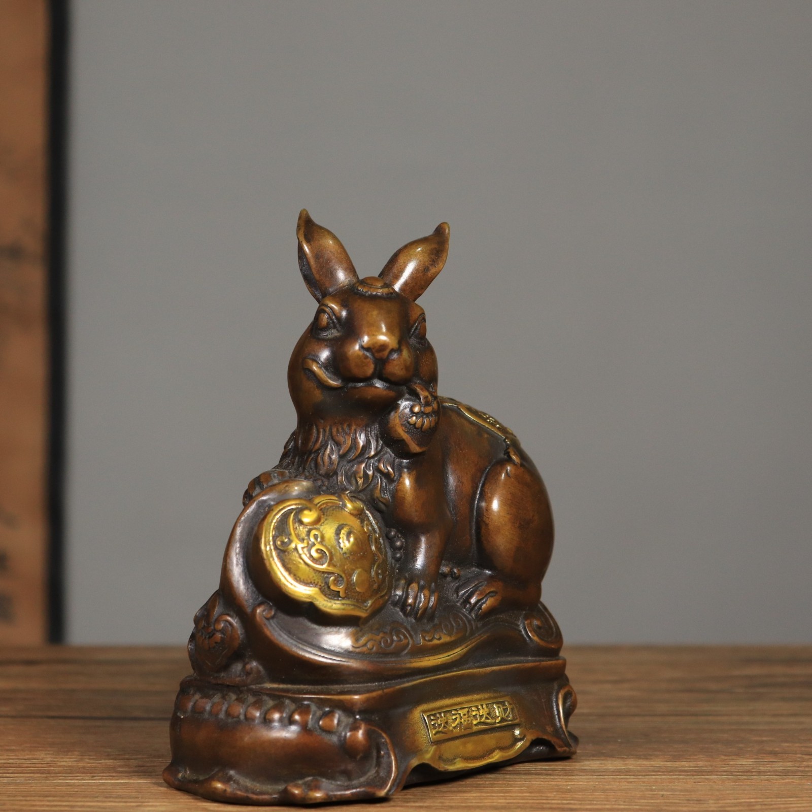 Pure copper wealth gilded lucky rabbit furniture ornaments