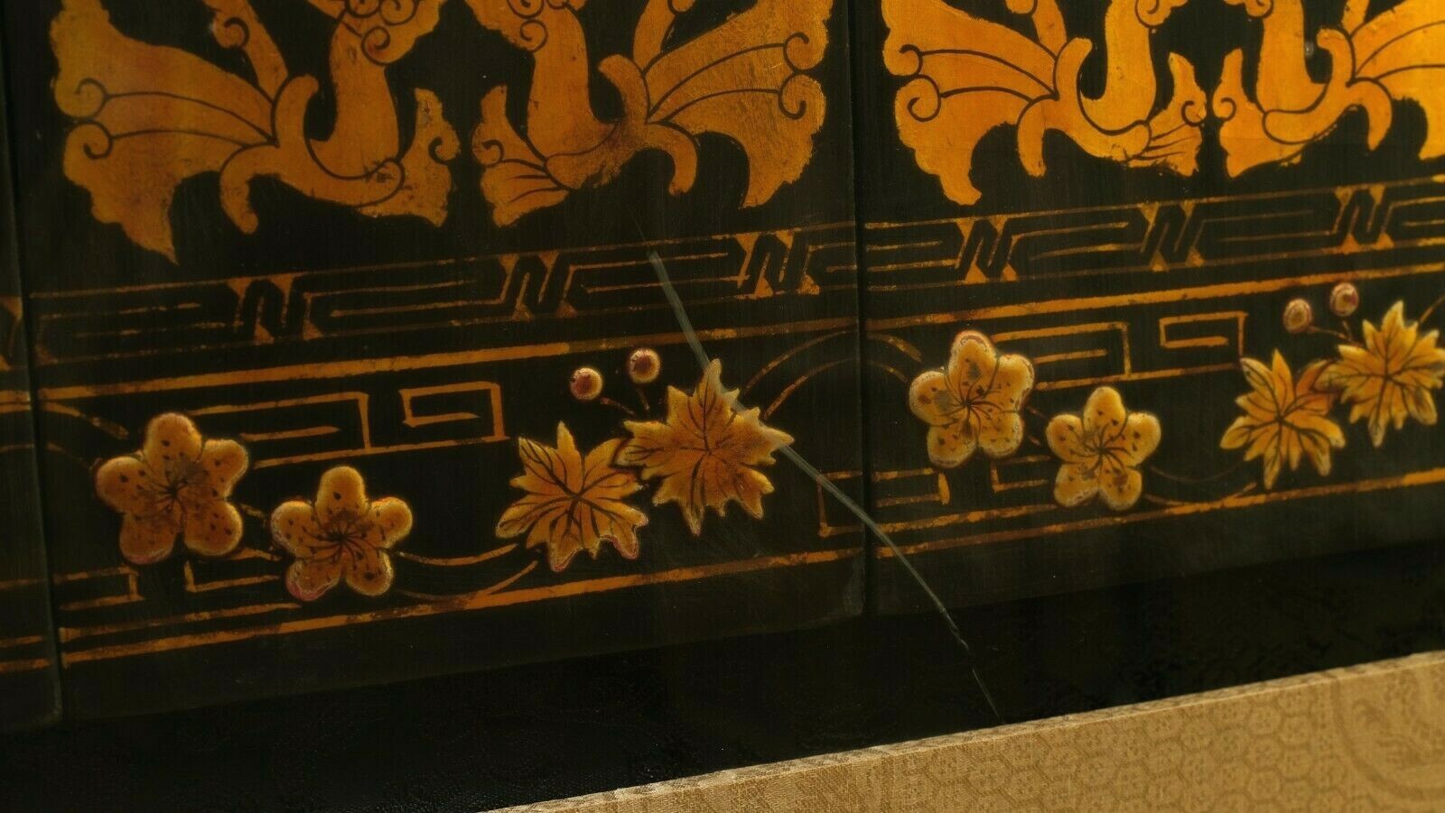 Exquisite 9 Dragon Floated Panels under Plexiglas in Large Gilded Frame VGUC+